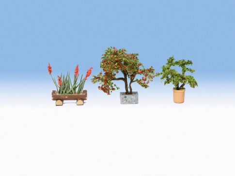 Noch 14020 - 3 Ornamental Plants in Pots