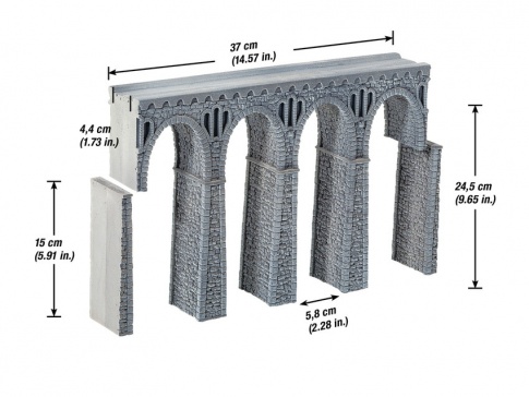 Noch 58660 Quarrystone Viaduct Hard Foam 37 x 4.4 x 24.5cm