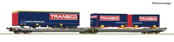 ROCO 6600113 Hupac T3000e Dbl Pocket Wagon w/Transco Swapbody Load V