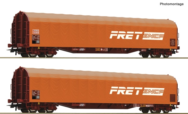 ROCO 6600161 SNCF Fret Rilns Sliding Tarpaulin Wagon Set (2) IV