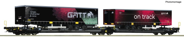 ROCO 6600170 TXL T3000e Dbl Pocket Wagon w/GATT Trailer Load VI