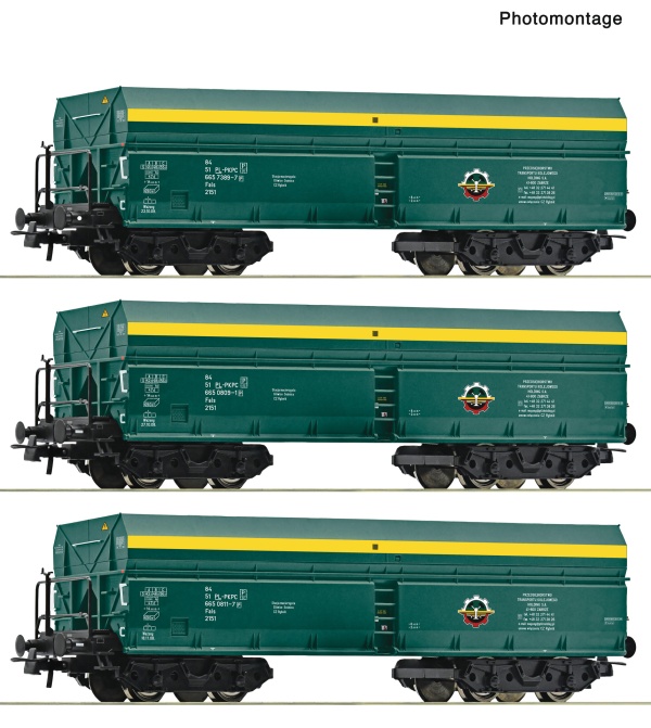 ROCO 6600195 PTKiGK Self Unloading Hopper Wagon Set (3) V