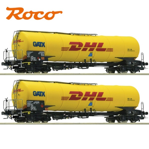 Roco 76024  GATX/DHL Zans Bogie Tank Wagon Set (2) VI