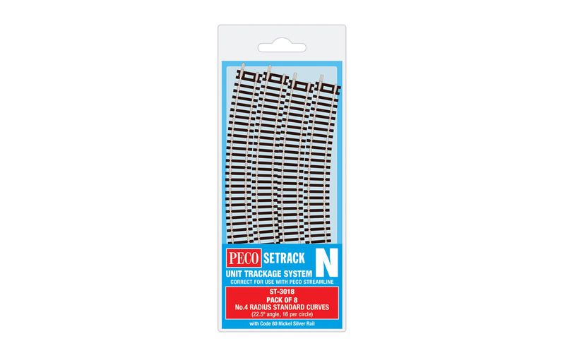 PECO ST-3018 Setrack N Gauge Code 80 Radius 4 (333.4mm) Standard Curve ST-18 x 8 lengths