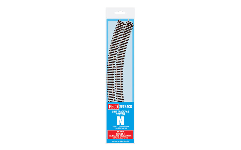 PECO ST-3019 Setrack N Gauge Code 80 Radius 4 Double Curve ST-19 x 4 lengths