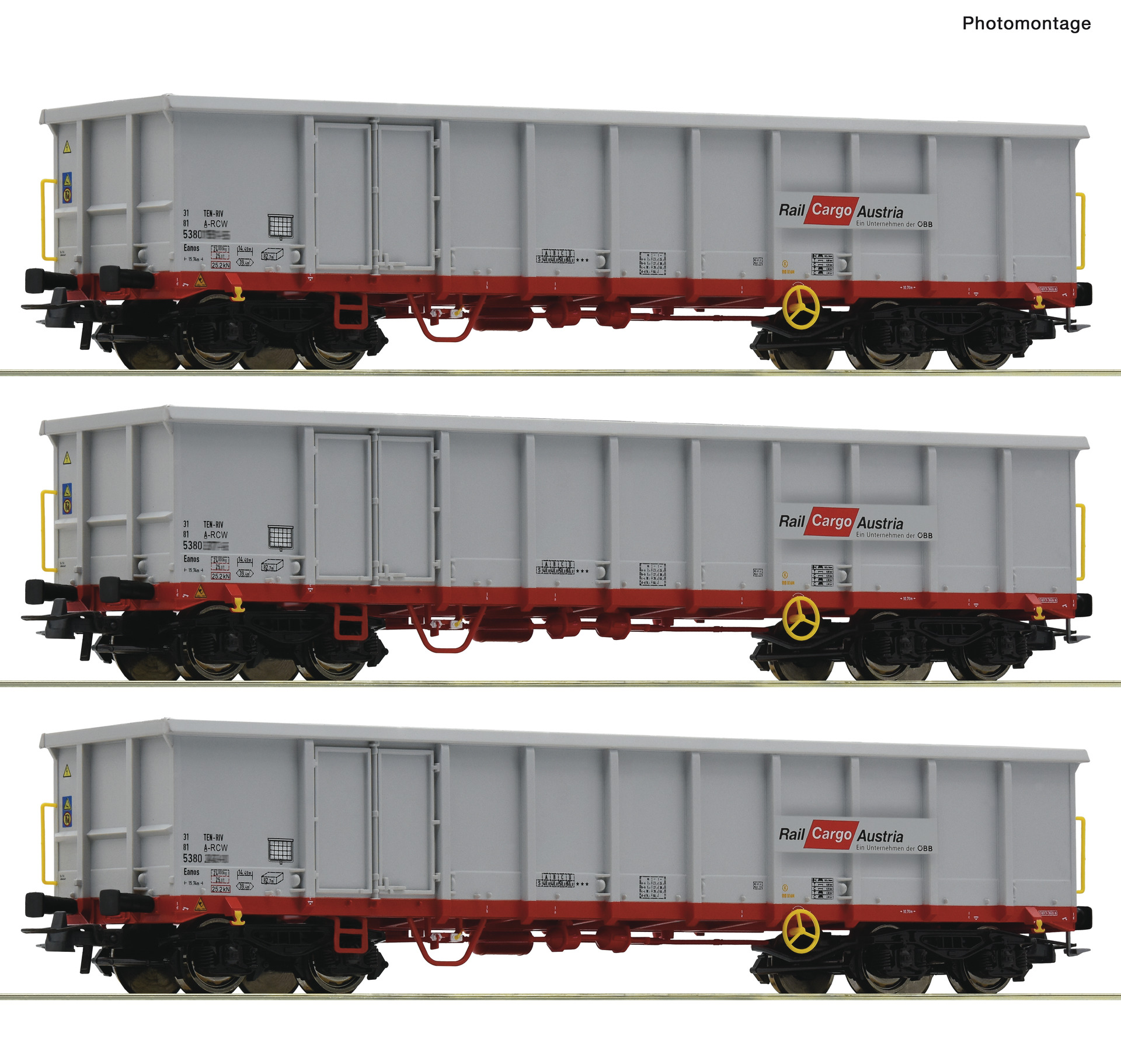 ROCO 6600121 Rail Cargo Austria Eanos Gondola Set (3) VI