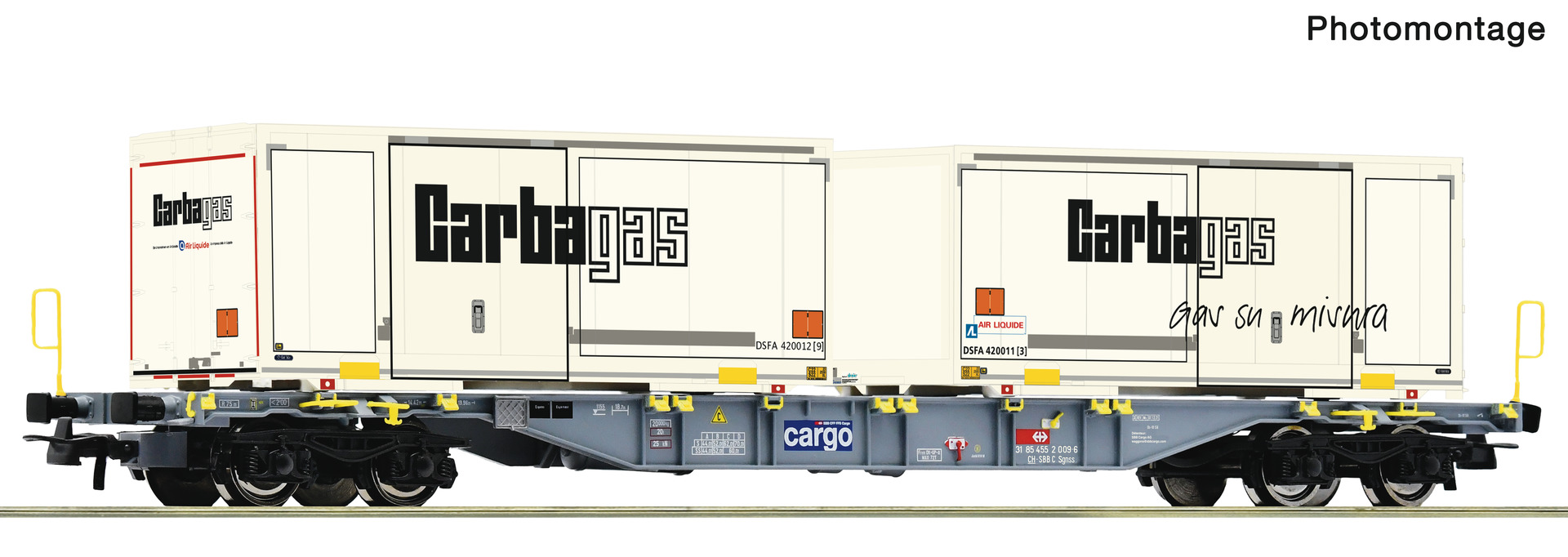 ROCO 6600122 SBB Cargo Sgnss Flat Wagon w/Carbagas Container Load VI