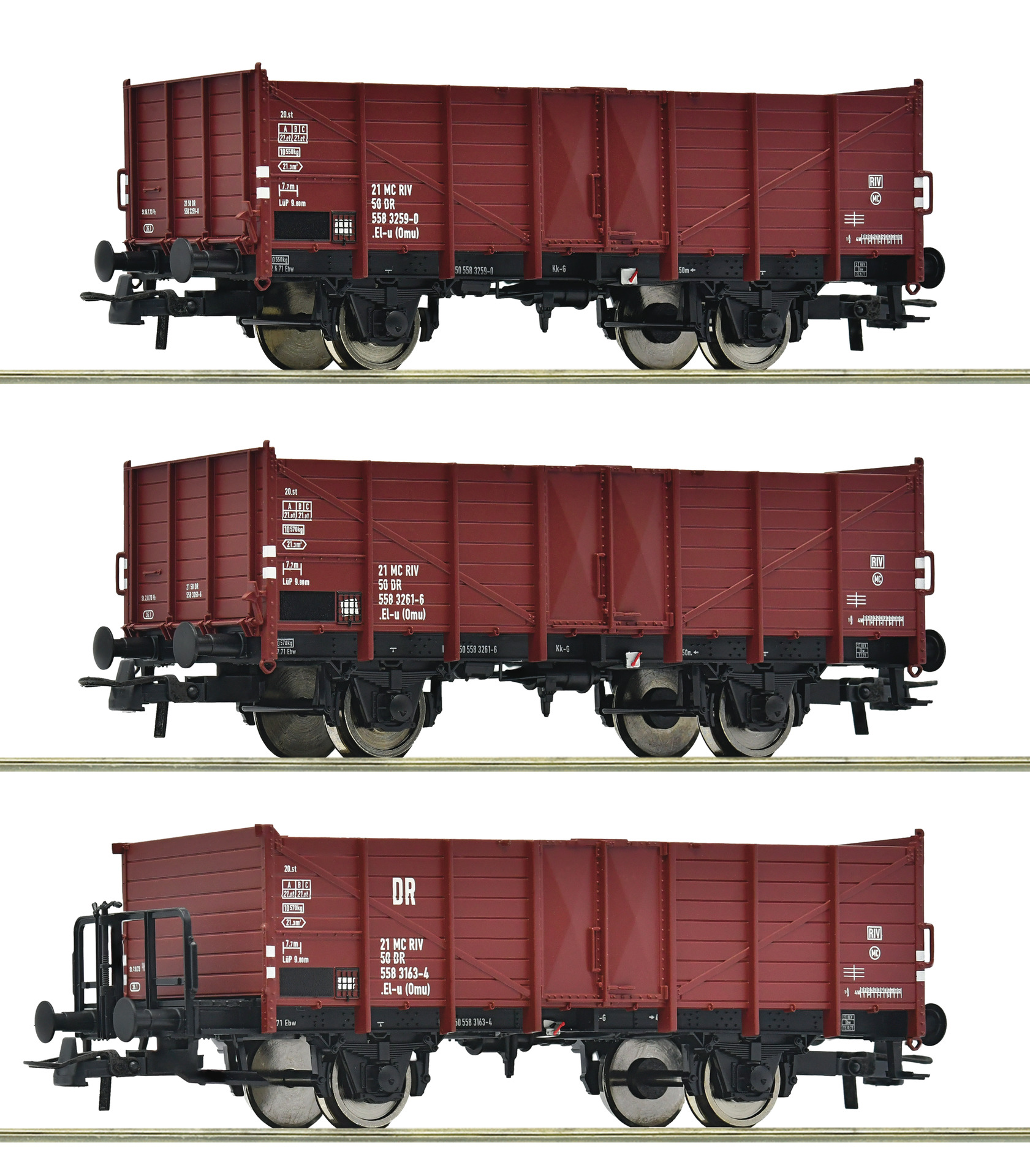 ROCO 6600146 DR El-u(Omu) Open Wagon Set (3) IV