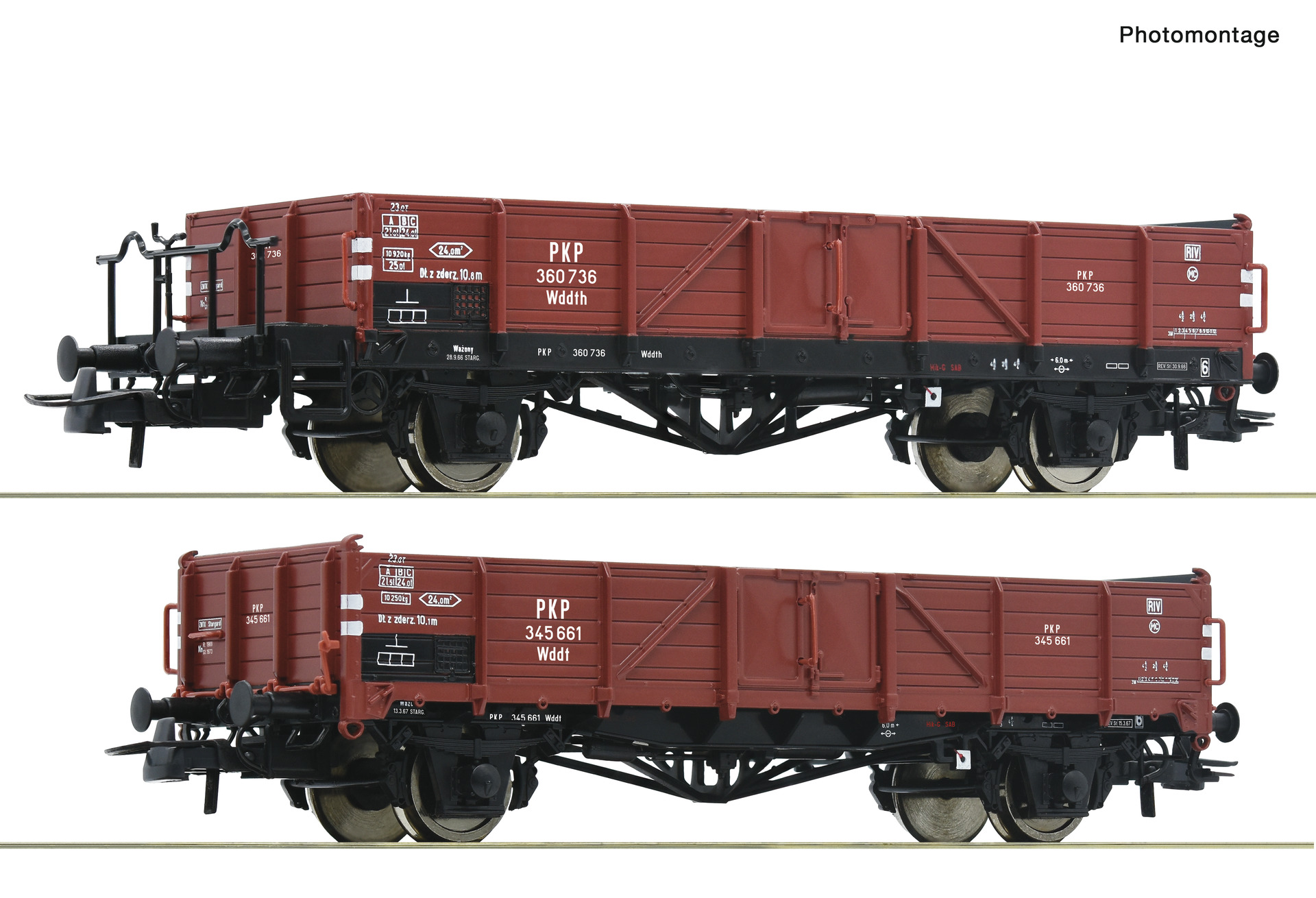 ROCO 6600150 PKP Wddt Open Wagon Set (2) III