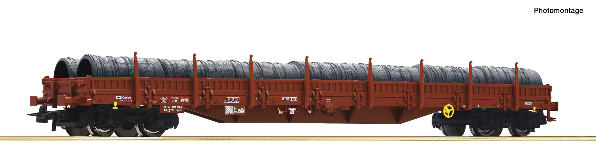 ROCO 6600183 CD Cargo Res Bogie Stake Wagon w/Wire Reel Load V