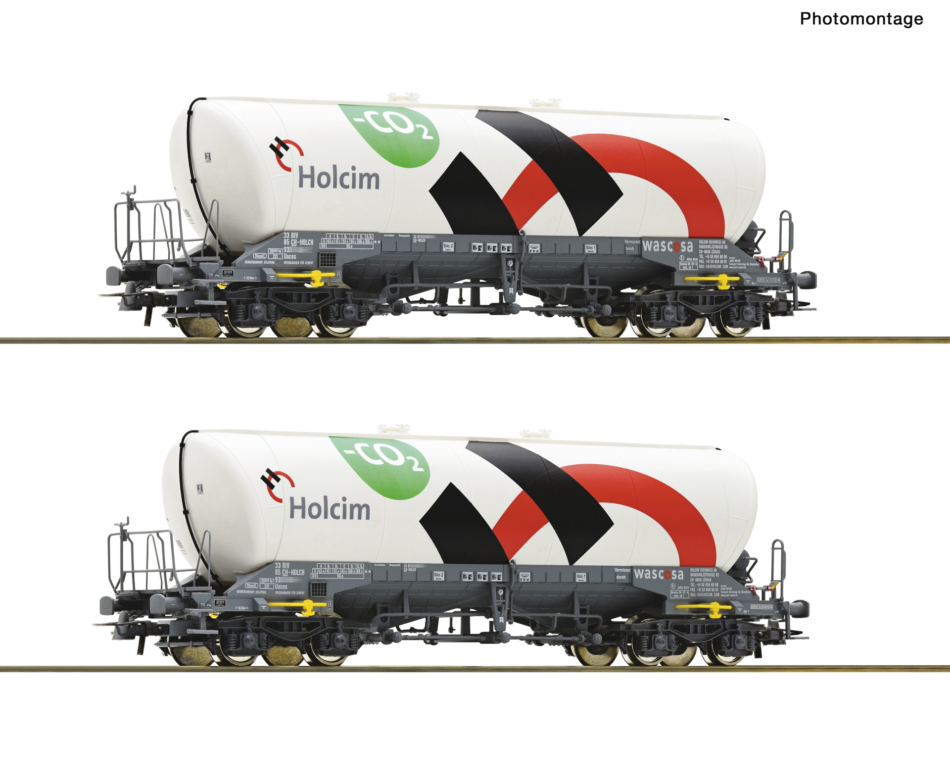 ROCO 6600192 Holcim Uacns Bogie Silo Wagon Set (2) VI