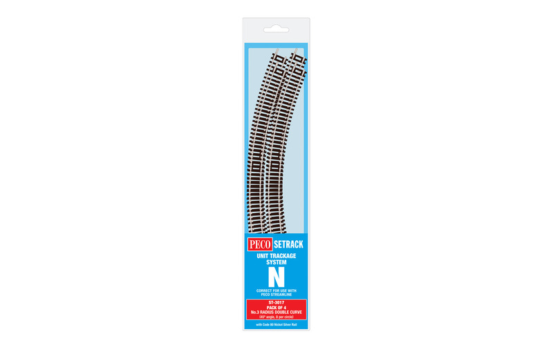 PECO ST-3017 Setrack N Gauge Code 80 Radius 3 (298.5mm) Double Curve ST-17 x 4 lengths